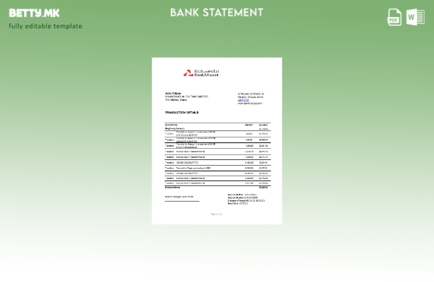 Модерен стил Оман Банка Мускат банка извод шаблон ексел